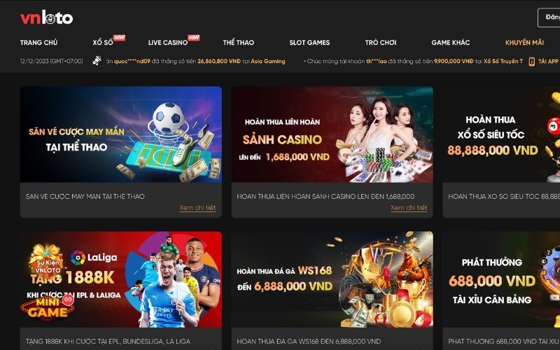 Các siêu phẩm của casino online uy tín Vnloto