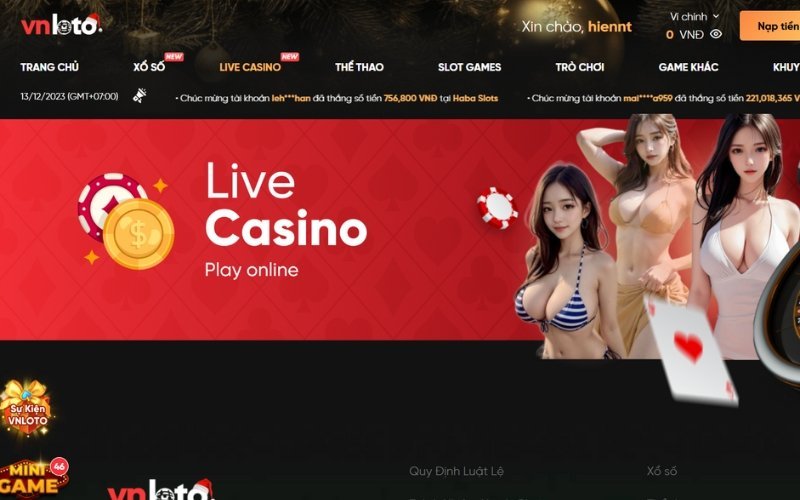 Giới thiệu sảnh casino VNloto
